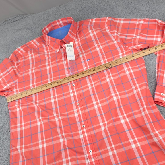 Southern Tide Hybrid Sport Shirt Quick Dry Stretch Plaid Coral XL - Picture 8 of 8